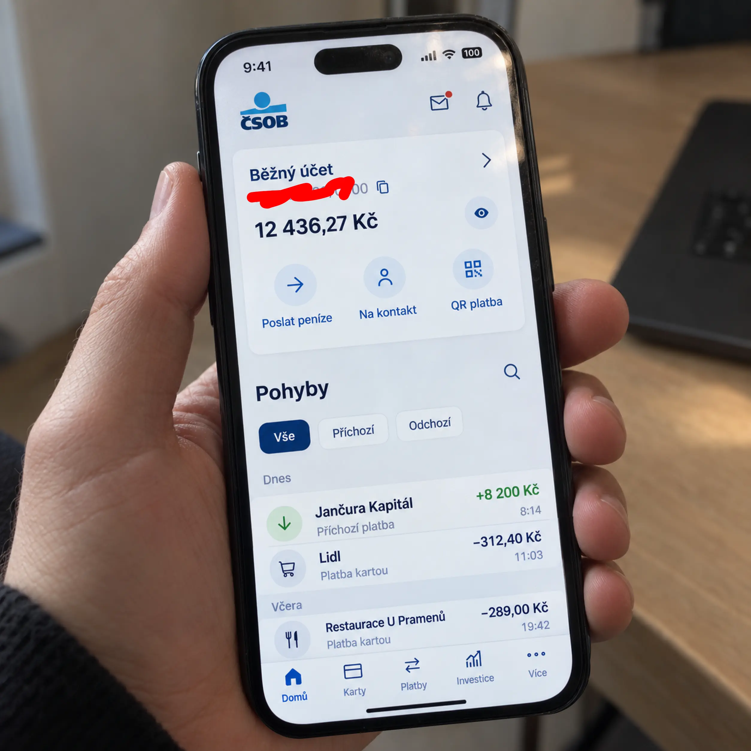 Potvrzení z ČSOB — příchozí převod +8 200 Kč od Pinnacle Signal GPT